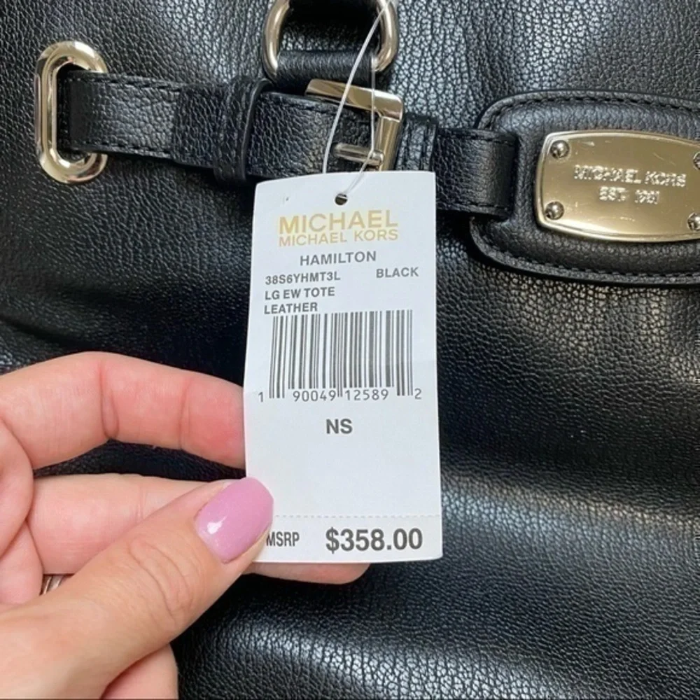 Michael Kors Hamilton Large Tote Crossbody purse shoulder bag black leather